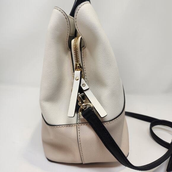 Kate Spade Laurel Way Evangelie Leather Satchel Crossbody Handbag Beige Cream - Picture 5 of 10